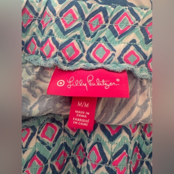 Lilly Pulitzer x Target Rayon Palazzo Wide Leg Pants Blue Pink My Fans Pull On M - Picture 9 of 9